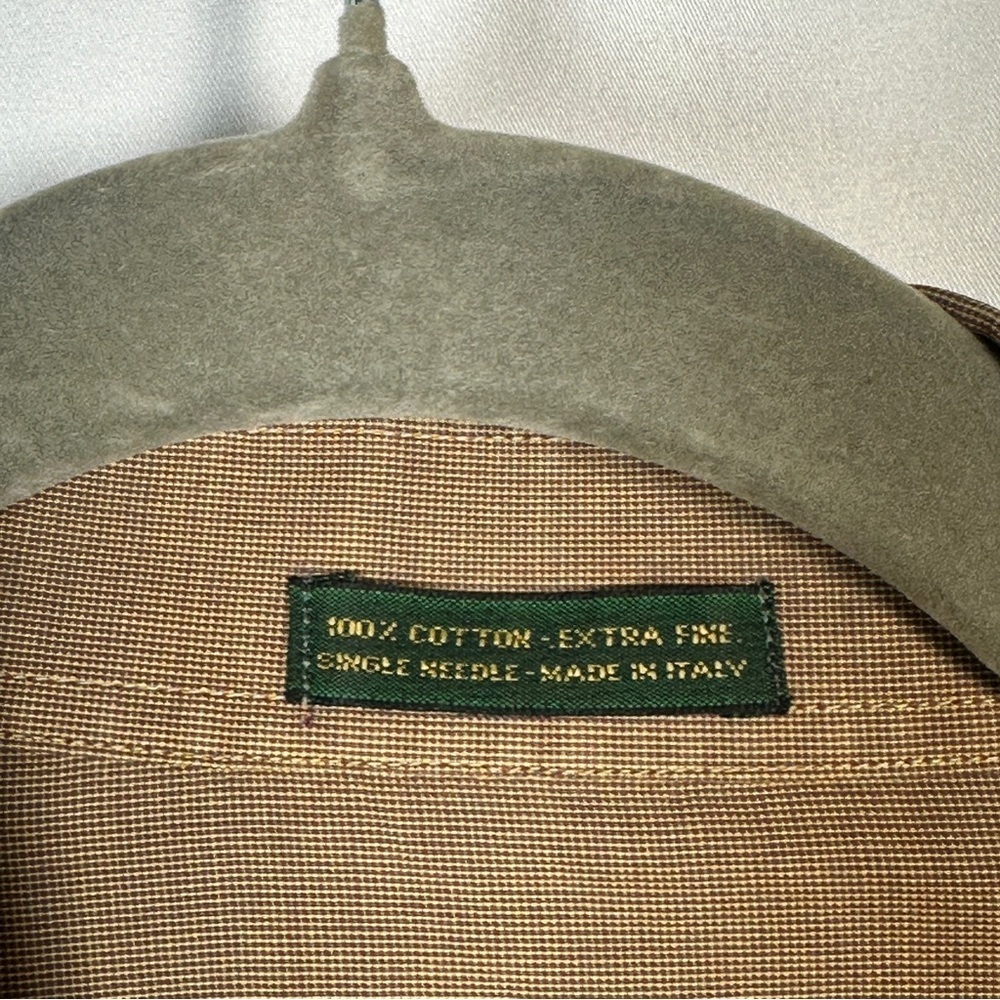 Principe Italian Cotton Dress Shirt Extra Fine Single Needle Camel Neutral XL - Picture 4 of 11
